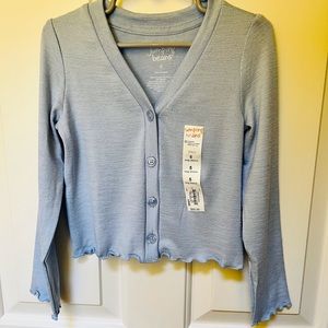 New Girls Jumping Beans Lettuce Edge Cardigan Size 5  Light Blue